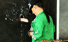 Hot Classy Bukkake Babe At Gloryhole Getting Slimed