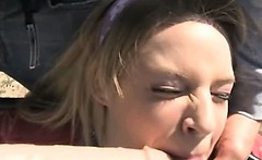 Dirty Blonde Teen Tied Up And Face Fucked Outdoors