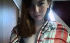 Sexy redheaded teen schoolgirl teases on webcam