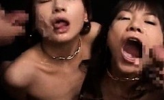 Asian Lesbians Bukkake Together