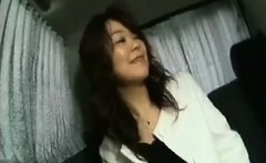 Enticing Japanese lady flashes her lovely boobs and sucks a