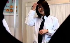 Nerdy Japanese schoolgirl gets her tight hairy slit careful