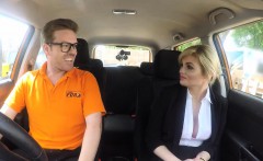 Huge boobs examiner Katy Jayne gets pussy ripped in the car