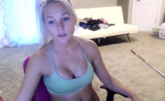 Cute blonde college teen masturbating and cumming on webcam