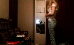 Hot girl strips off her hot bra on live webcam