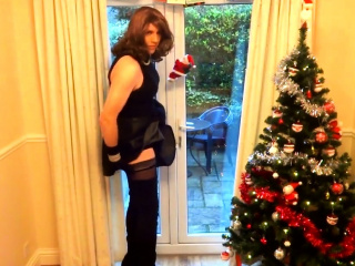 Alison in Thigh Boots - Wanking under the christmas tree