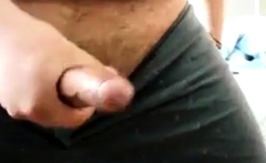 Chubby daddy bear jacking his uncut cock
