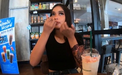 Cute amateur Thai teen sex in the hotel after Starbucks