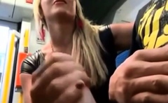 Confident Girlfriend Gives Nervous Boyfriend Blowjob On Bus