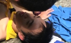 Slim Asian scouts banging after blowjob
