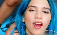 Angry black slut blowjob and bukkake facial