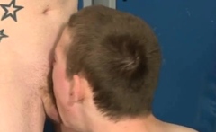 Gay sexy dick hair male licking the head and sliding his gul