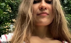 Czech amateur bangs outdoor pov